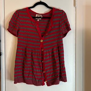 Juicy Couture red and grey sweater with gold buttons!